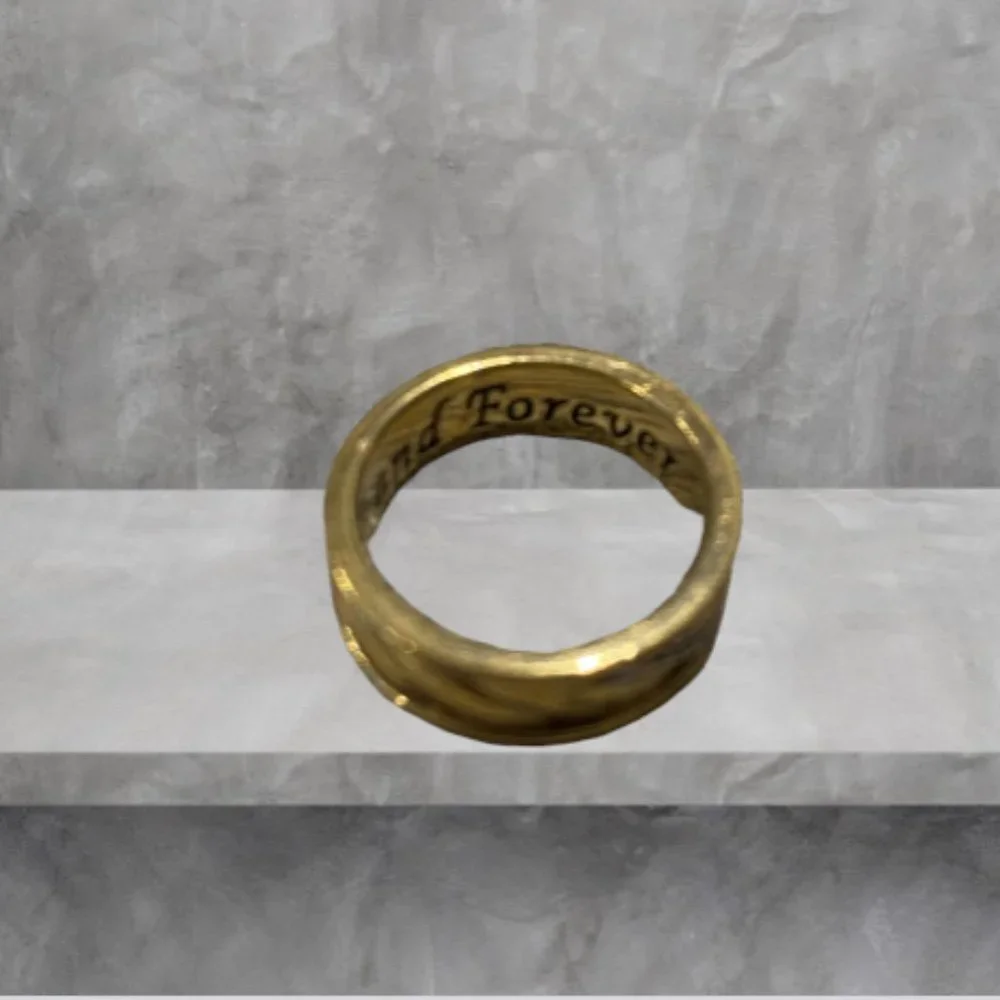 WEDDING RING -- 925 SS, Gold Toned w/Swirl Design, Inscription Inside, No Gender